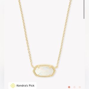 Kendra Scott Elisa Gold Pendant necklace in white Kyocera opal